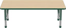 Factory Direct Partners FDP Rectangle Activity School and Classroom Kids Table (30 x 60 inch), Toddler Legs, Adjustable Height 15-24 inches - Maple Top and Green Edge by CozyNest Decor