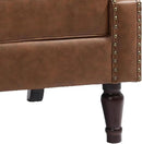 UIXE PU Leather High Back Accent Chairs Set of 2, Upholstered Armchair for Living Room, Retro Wingback Arm Chair Nailhead Trim Single Sofa Bedroom Reading Seat - Brown by CozyNest Decor