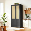 64.2" Tall Rattan Black Kitchen Pantry, Storage Cabinet with Doors and Drawers, Freestanding Wooden Organizer for Kitchen, Dining Room by CozyNest Decor