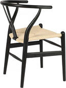 Tomile Solid Wood Wishbone Chair Y Chair Mid-Century Armrest Dining Chair, Hemp Seat (Ash Wood - Black with Natural seat.) by CozyNest Decor