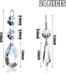 24 Pcs 24 Pcs Chandelier Crystal Replacement 38 mm Teardrop & Icicle Crystal Prisms Hanging Gems Parts for Lamps and Chandeliers Suncatcher Christmas Tree Windows Home Decor (Clear) by GreenHaven Gardens