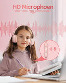 Kids Headphones with Microphone Foldable Stereo Tangle-Free 3.5mm Jack Wired Cord On-Ear Headset for Children/Teens/Boys/Girls/Smartphones/School/Kindle/Airplane Travel/Plane/Tablet (Pink) by TinyTreasures Baby Boutique