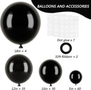 RUBFAC Black Balloons for Balloon Arch 129pcs Different Sizes Pack of 18 12 10 5 Inch Garland Kit, Latex Balloons for Halloween Party Decorations Birthday Wedding Decor by TinyTreasures Baby Boutique