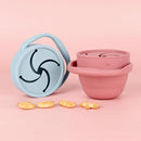 Silicone Snack Cups for Toddlers, Snack Containers with Lids, Foldable Baby Food Catcher with Holders and Dustproof Lid, 2 Pack (Color 3) by TinyTreasures Baby Boutique