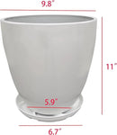 FixtureDisplays® 9.8" Diameter 11" Tall White Plant Pots, Plastic Flower Pots with Drainage Holes and Saucers for Indoor and Outdoor 15747-NF by CozyNest Decor