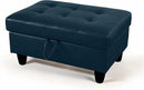 Ottoman Rectangular Storage Ottoman Bench, Faux Leather Footrest, Coffee Table, Stool Footstool with Hinged Lid for Living Room, Bedroom, Entryway, Dark Blue, 35"x23.5"x17.5" by CozyNest Decor