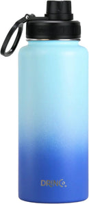 DRINCO Stainless Steel Water Bottle Spout Lid Vacuum Insulated Double Wall Water Bottle Wide Mouth (40oz 32oz 22oz 18oz 14oz) Leak Proof Keeps Cold or Hot (32 oz, 32oz Morning Sky Blue) by CozyNest Decor