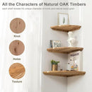Corner Shelf, Solid Oak Wood Floating Corner Shelves Wall Mount Round End with Wire Hole for Small Plant Photo Frame for Bedroom Kitchen, Living Room by CozyNest Decor