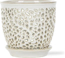 Elegant Orchid Pot with Holes, Large 6.5 inch Premium Porcelain Ceramic Orchid Pot for Repotting, Durable Ceramic Planter with Removable Saucer for Easy Drain, Planter Gifts for Moms by GreenHaven Gardens