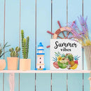 Oqtumes Summer Vibes Decorations Fruit Wooden Sign Rustic Home Decor 5 x 5 Inches by CozyNest Decor