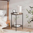 Side Table, Round End Table with 2-Layer Storage Rack, 15.7" Small Spaces Circle Table, Metal Frame Design Small Side Tables, for Living Room, Bedroom, Vintage Wood by CozyNest Decor