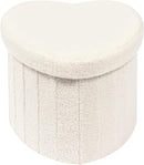 B FSOBEIIALEO Storage Ottoman Cube, Heart Shaped Ottomans with Storage Foot Stool Footrest for Lving Room, Boucle Ottoman Seat for Dorm Room,Faux Teddy Fur, Cream White 15"x15"x15" by CozyNest Decor
