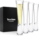 Champagne Flutes Set of 4, Hand Blown Crystal Champagne Glasses, Modern Unique Design, Lead-Free Prosecco Glasses, Elegant Toasting Glasses Gift for Wedding, Anniversary, Birthday, Christmas by CozyNest Decor