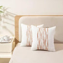 Boho Throw Pillow Covers 18x18 Set of 2 Christmas Decorative Cushion Case Striped Square Pillows Cover Chenille Pillow Cases Accent Neutral Pillowcase for Sofa Couch Bed,White Wine-red by CozyNest Decor