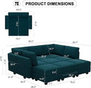 Belffin Modular Sectional Sleeper Sofa Couch with Storage Ottoman Convertible Sectional Couches for Living Room Terry Reversible Chaise. Peacock Blue Sofa by CozyNest Decor