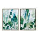 Framed Printed Acrylic Decorative Wall Art, Wall Decor For Living Room (Set of 2) - White / Green by HouseOfZazla