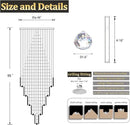 Flashing God 40''X90 Large Crystal Chandelier for High Ceiling Modern Crystal Raindrop Chandeliers Lighting Round Ceiling Light Entryway Staircase Foyer Villa LED Dimmable 2700-6000K by CozyNest Decor