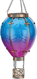Regal Art & Gift Hot Air Balloon Solar Lantern – Hanging Solar-Powered LED Lights, Waterproof Portable Decorative Outdoor Lamp Made of Metal & Glass for Garden, Patios & Pathway – Blue (Small) by GreenHaven Gardens