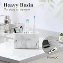 Luxspire Toothbrush Holder, 2 Slots Toothbrush and Toothpaste Holdersfor Bathrooms, Resin Toothbrush Holder Electric Toothbrush Stand for Vanity Countertop, Bathroom Accessories, Gravel White by CozyNest Decor