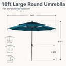 GREEN PARTY 10ft Outdoor Patio Umbrella, Auto-Tilt Market Table Umbrellas with Crank, 8 Sturdy Ribs & 1.5" Pole UV Protection for Garden Deck Backyard Pool by GreenHaven Gardens