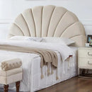 24KF Stunning Crown Design King Headboard, Upholstered Soft Velvet Petal Pattern Headboard King/CA King-Beige by CozyNest Decor