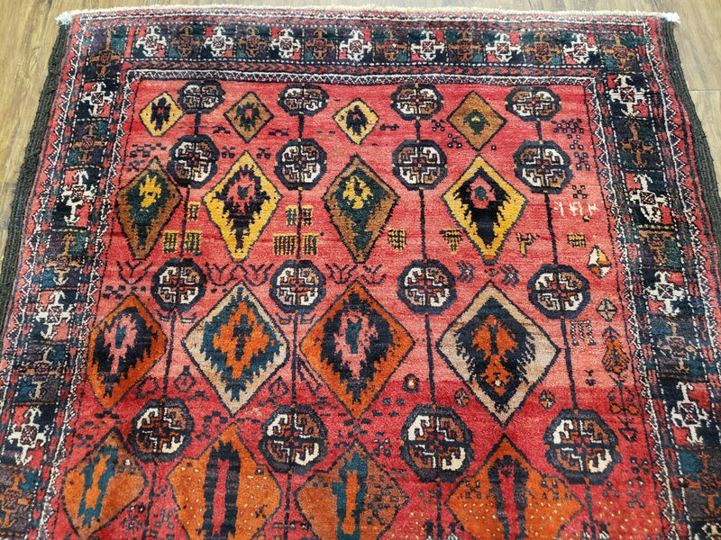 4 x 8 Handmade Baluch Afghan Turkoman Tribal Wool Rug Organic Dyes 8x4 Carpet
