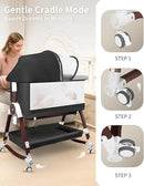 4 in 1 Baby Bassinet, Bassinets Bedside Sleeper with Wheels and Storage Basket, Adjustable 7 Heights Bedside Sleeper with Mosquito Net, Breathable Mesh Rocking Bassinet for Baby by CozyNest Decor