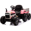 Ride on Tractor with Trailer,24V Battery Powered Electric Tractor Toy, 200wx2motor 1.86-4.97MPH/Remote Control,electric car for kids,Three speed adjustable,USB,MP3, Bluetooth,LED light, safety belt