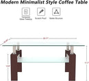 Glass Coffee Table for Living Room, Mordern Sofa Center Tables with Storage, Brown Metal Leg, Rectangle Tempered Glass Center Table Home Furniture by CozyNest Decor