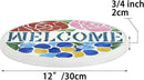 Bieye MSS002 Rose Flowers Tiffany Style Stained Glass Mosaic Decorative Stepping Stone for Garden Decor (12" Round, Welcome Sign) by CozyNest Decor