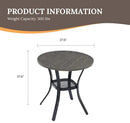 VICLLAX 27.5" Outdoor Round Patio Table for Lawn Garden, All Weather Metal Round Patio Dining Table with Storage Shelf, 2 Person Small Patio Table, Grey Wood-Like Tabletop by GreenHaven Gardens