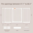 owlie 37.4" Extra Tall Wide Baby Gate for Stairs Doorways,57-66 Inch Extra Large Long Baby Gate with Door Indoor Safety Metal Pressure Mounted Pet Gate with Walk-Thru Auto Close, White by TinyTreasures Baby Boutique