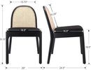 Mid Century Dining Chairs Set of 6, Accent Rattan Sherpa Fabric Side Chairs Kitchen Chair with Solid Wooden Legs for Living Room Dining Room, Black by CozyNest Decor