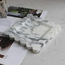 Natural Luxury Marble Tray with Scalloped Edge, Handmade Square Decorative Tray, Catch All Tray for Counter, Dresser, Nightstand and Home Décor (Arabescato Calacatta) by CozyNest Decor
