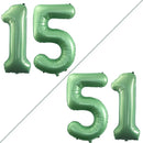 GOER Number 15 Balloons for 15th Birthday Sweet 15 Party Decorations,42 Inch Jumbo Foil Helium 51 Balloons for 51st Birthday Party Decoration (Sage Green) by TinyTreasures Baby Boutique