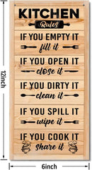 Hanging Kitchen Rules Wooden Sign, Rustic Kitchen Decor, Printed Wall Art, Funny Farmhouse Wall Decor by CozyNest Decor