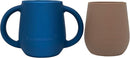| Teenie Tiny™ Silicone Developmental Baby-Led Weaning Drinking Cups (2 pack) (Warm Taupe and Blue Fusion) by TinyTreasures Baby Boutique