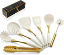 Elegant White Gold Silicone Cooking Utensils Set - Non-Toxic, Dishwasher Safe Kitchen Utensils Set with Heat Resistant Comfort Handles - Includes Spatula & Spoon for Nonstick Cookware by CozyNest Decor
