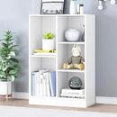 IOTXY Open Shelf Low Bookcase - Wooden 3-Tier Floor Standing Display Cabinet Organizer with Base, 5 Cubes Short Horizontal Bookshelf in Warm White by CozyNest Decor