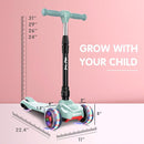 LOL-FUN Toddler Scooter for Kids Ages 3-12 Years Old Boy Girl with 3 Wheel LED Lights, Extra-Wide Childrens Foldable Kick Scooter Kids Ages 3-5 with 4 Adjustable Height and Lean-to-Steer by TinyTreasures Baby Boutique