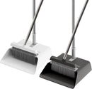JOYMOOP 2 Pack Broom and Dustpan Set, Black and White Combo, Upright Angle with Built-in Comb Teeth for Pet Hair and Hard Floors by CozyNest Decor
