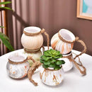 SOUJOY 6 Pack Hanging Succulent Planters, 4'' Mini Ceramic Wall or Ceiling Mount Dangling Plant Pot, Hanging Flower Pot with Jute Rope for Indoor Outdoor Decor, Light Beige by GreenHaven Gardens