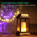 TomCare Solar Lights Metal Flickering Flame Solar Lantern Outdoor Hanging Lanterns Lighting Heavy Duty Solar Powered Waterproof LED Flame Lights for Patio Garden Christmas Decorations, 2 Pack (Bronze) by GreenHaven Gardens