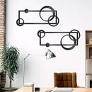 OYEFLY 2 Pcs Metal Abstract Wall Art,Modern Geometric Decor (Black, style 2) by CozyNest Decor