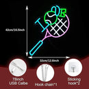 I Love Tennis Neon Sign Distinctive Tennis Led Neon Light for Wall Decor Dimmable USB Tennis Neon Signs Light Up Sign for Gymnasium Club Sports Store Bedroom Gifts(12.6 * 16.5In) by CozyNest Decor