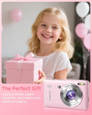 Digital Camera, 44MP FHD 1080P, 16X Zoom, 32GB SD Card, Compact Camera for Kids Teens Adults, Pink by TinyTreasures Baby Boutique