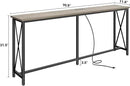 SUPERJARE 70 Inch Console Table with Outlets and USB-C Port, Extra Long Behind Couch Sofa Table with X-Shaped Design, Narrow for Entryway, Living Room, Metal Frame, Wooden Top, Grey Oak by CozyNest Decor