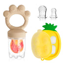 Baby Fruit Food Feeder - Silicone Nibble Tray Combo - Breastmilk Popsicle Mold for Cooling Relief, BPA Free Mesh Feeder for Infant Self Feeding (Claw Beige + Pineapple) by TinyTreasures Baby Boutique