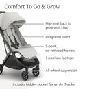 UPPAbaby Minu V3 Travel Stroller | Lightweight + Compact Design | One-Hand Fold + Unfold | from Birth + Overhead Compatible | Savannah (Pearl Gray Mélange/Carbon Frame/Chestnut Leather) by TinyTreasures Baby Boutique