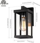 mirrea 11" Classic Outdoor Wall Sconce 1 Light in Matte Black Rectangular Metal Frame and Clear Glass Shade Waterproof Porch Light Patio Light Pack of 2 by CozyNest Decor